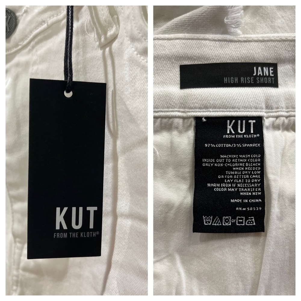 NWT Kut From The Kloth Jane High Rise White Denim Cutoff Shorts Size 12 - Picture 8 of 11